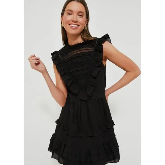 Tuckernuck | Dresses | Tuckernuck Pomander Place Black Cecilia Ruffle Lace  Mini Dress Size Xl Nwt | Poshmark
